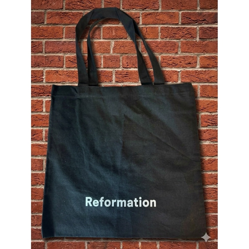 Reformation Black Canvas Tote Bag Logo Graphic Eco Friendly Reusable Bag
